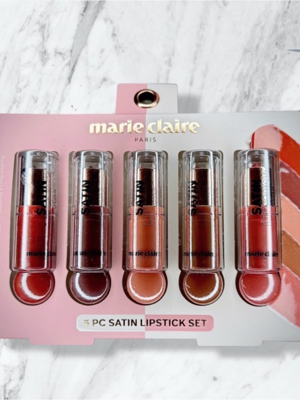 marie claire 5-Piece Satin Lipstick Set - Pink/Peach/Red Shades